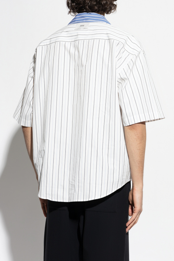 【送料&関税込】Ami Alexandre Mattiussi Grey Striped Double- AMI ALEXANDRE MATTIUSSI Gray Ami Paris Sweatshirt L82310
